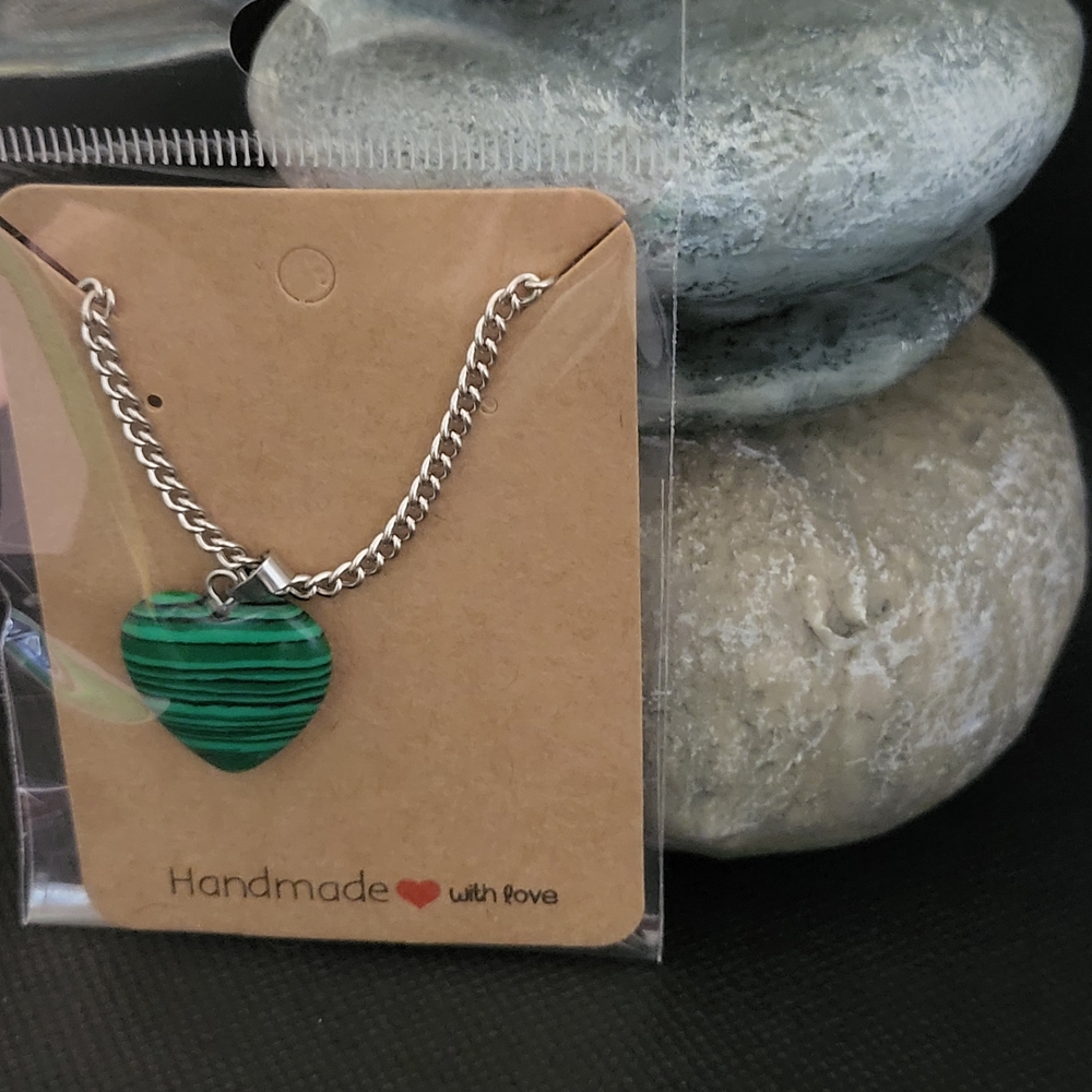 Green Heart Pendant Necklace